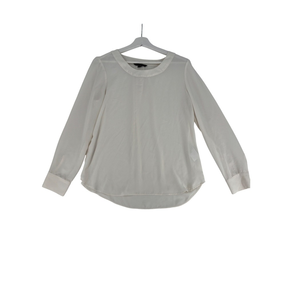 Banana Republic Blouse‎ Womens Small Cream Long Sleeve Pleated Back Career Top